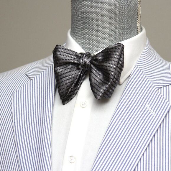 Men's Self-tied Bow Tie 100%Silk Big Butterfly S634 grey Ornament - Picture 13 of 16